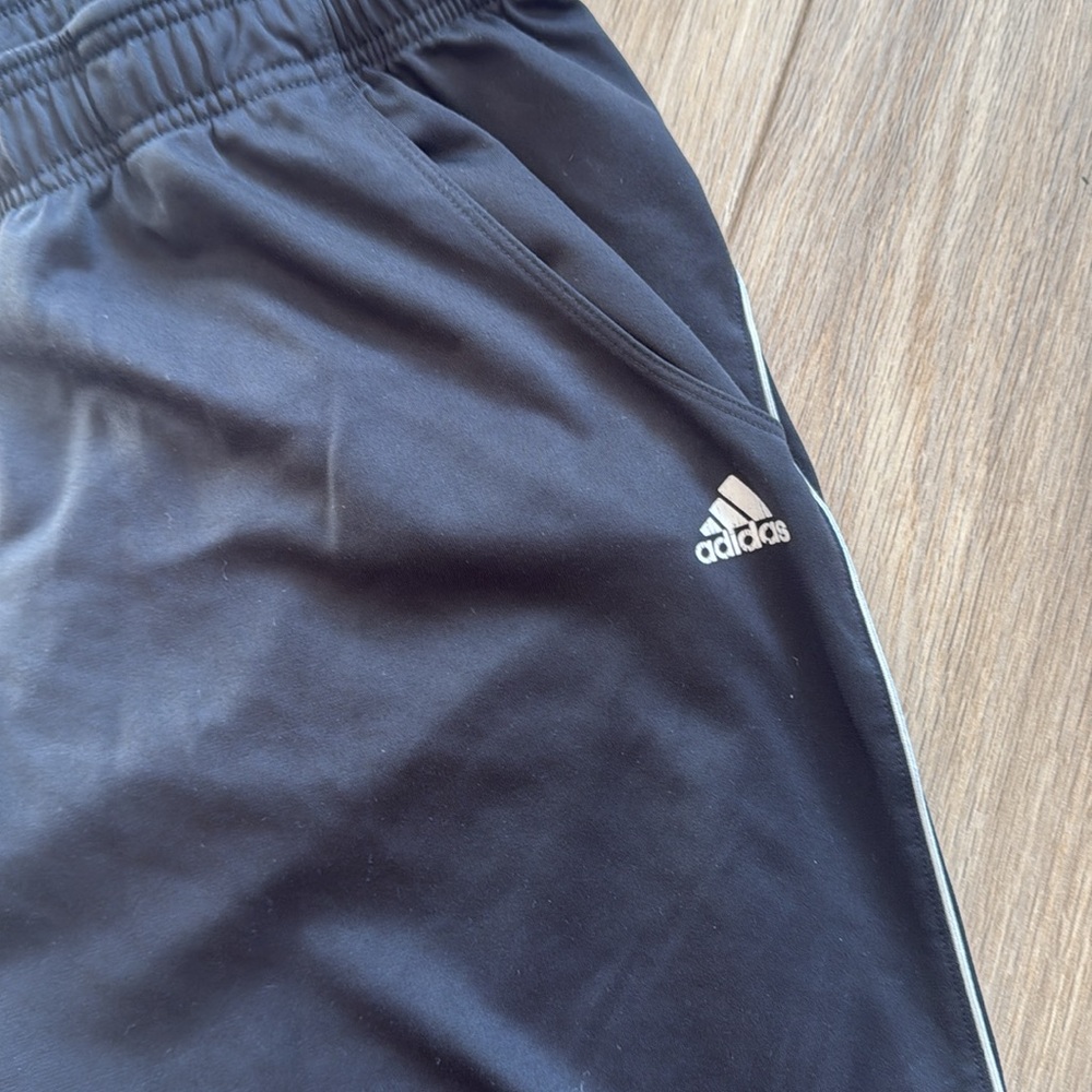 ADIDAS Black & White Three Stripe Activewear Long Track Sweatpants - Picture 3 of 4